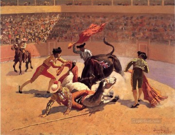 corrida Painting - Corrida de toros en México Viejo vaquero del oeste americano Frederic Remington